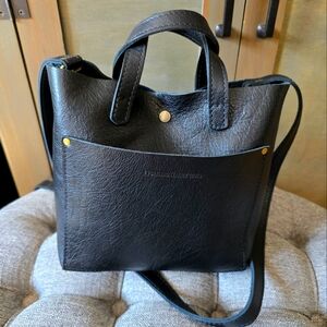 Portland Leather Mini Crossbody Pebbled Black